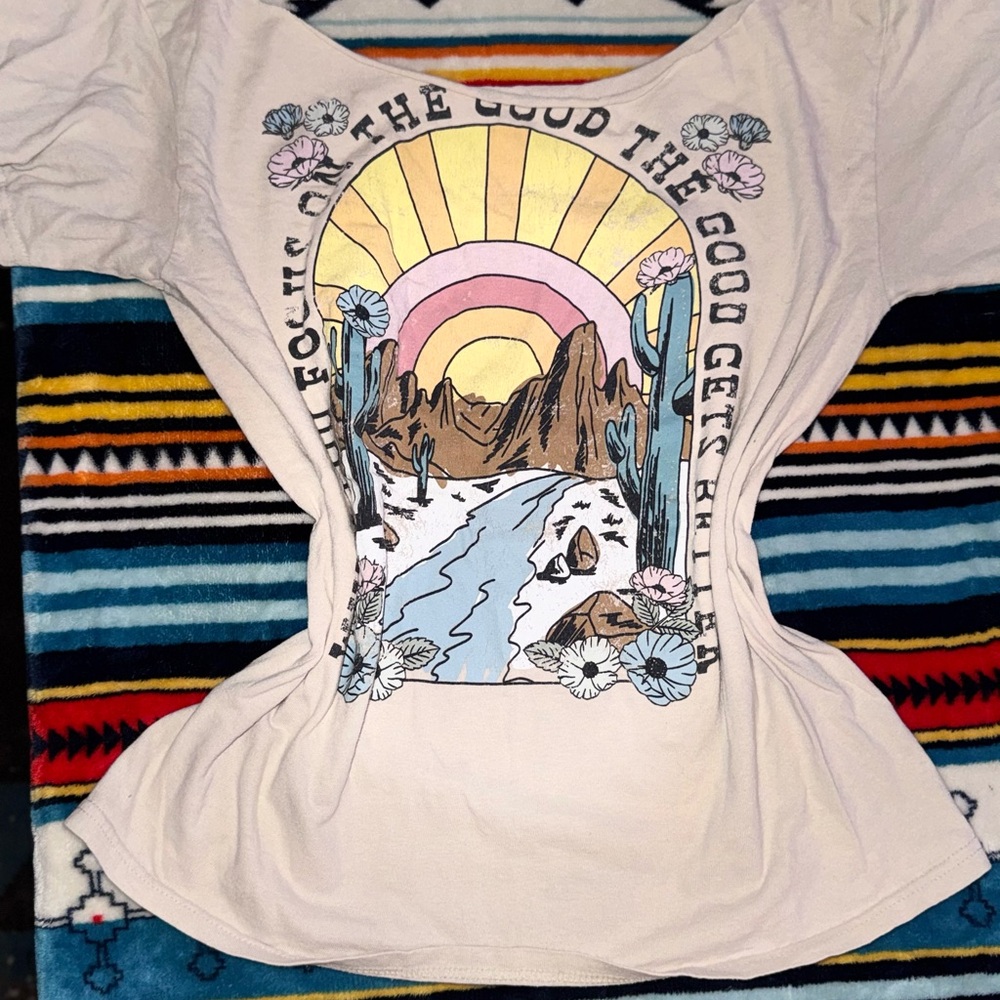 T-shirt with cut out neck (off shoulder) size medium